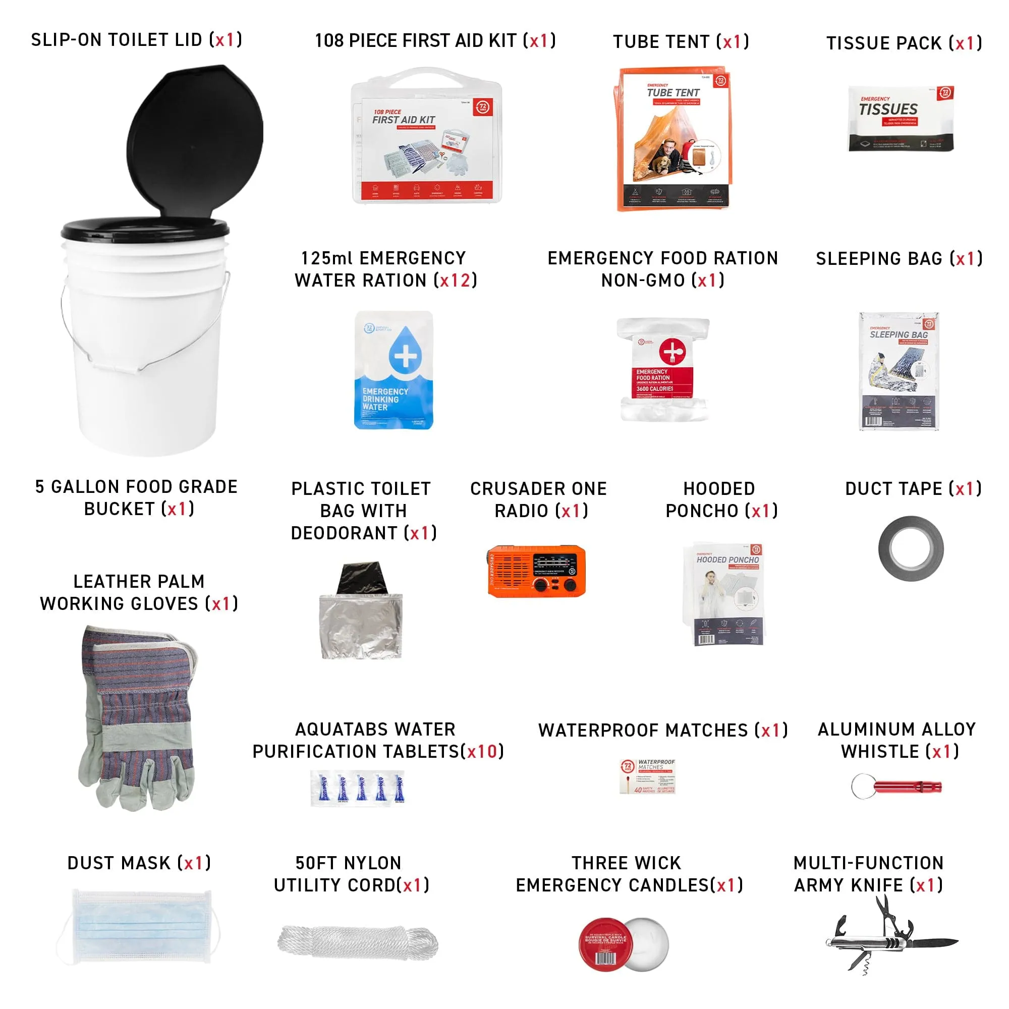 1 Person 72HRS Deluxe Toilet - Emergency Survival Kit