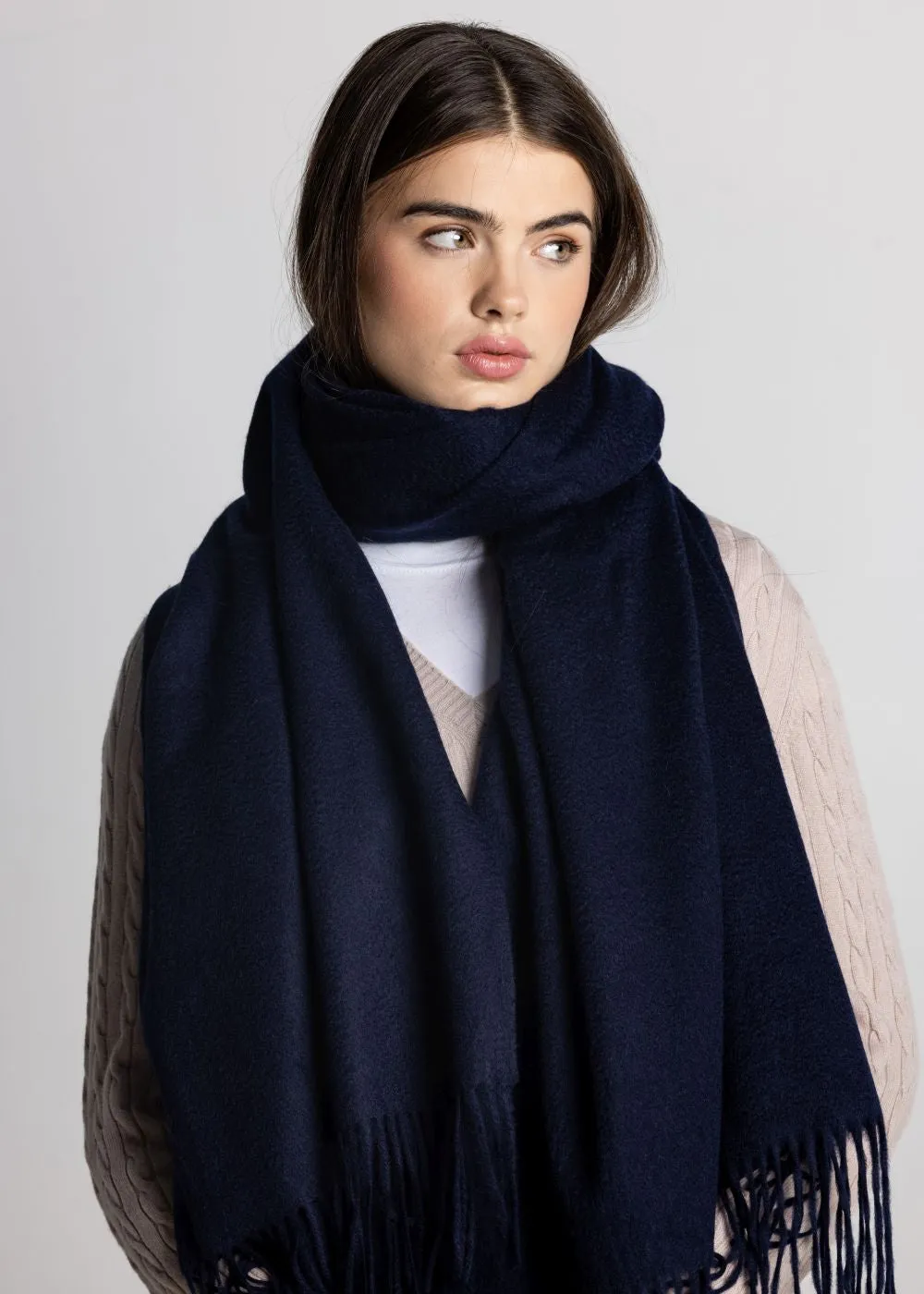 100% Cashmere Shawl - Navy