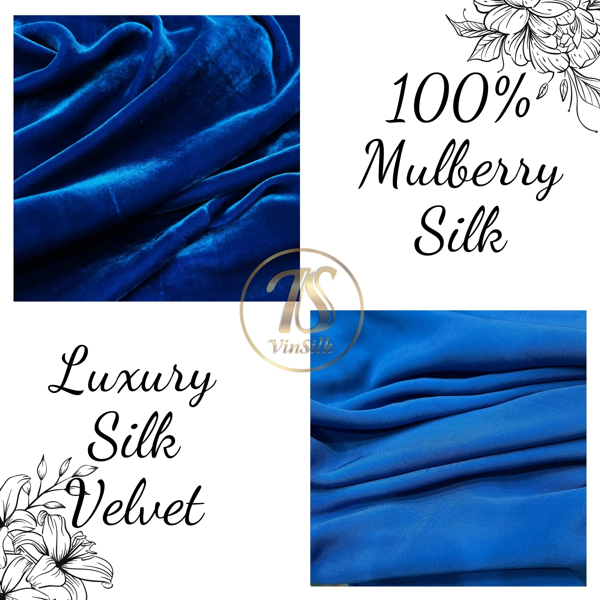 100% MULBERRY SILK VELVET fabric by the yard - Dress making - Blue silk velvet - Sewing clothes