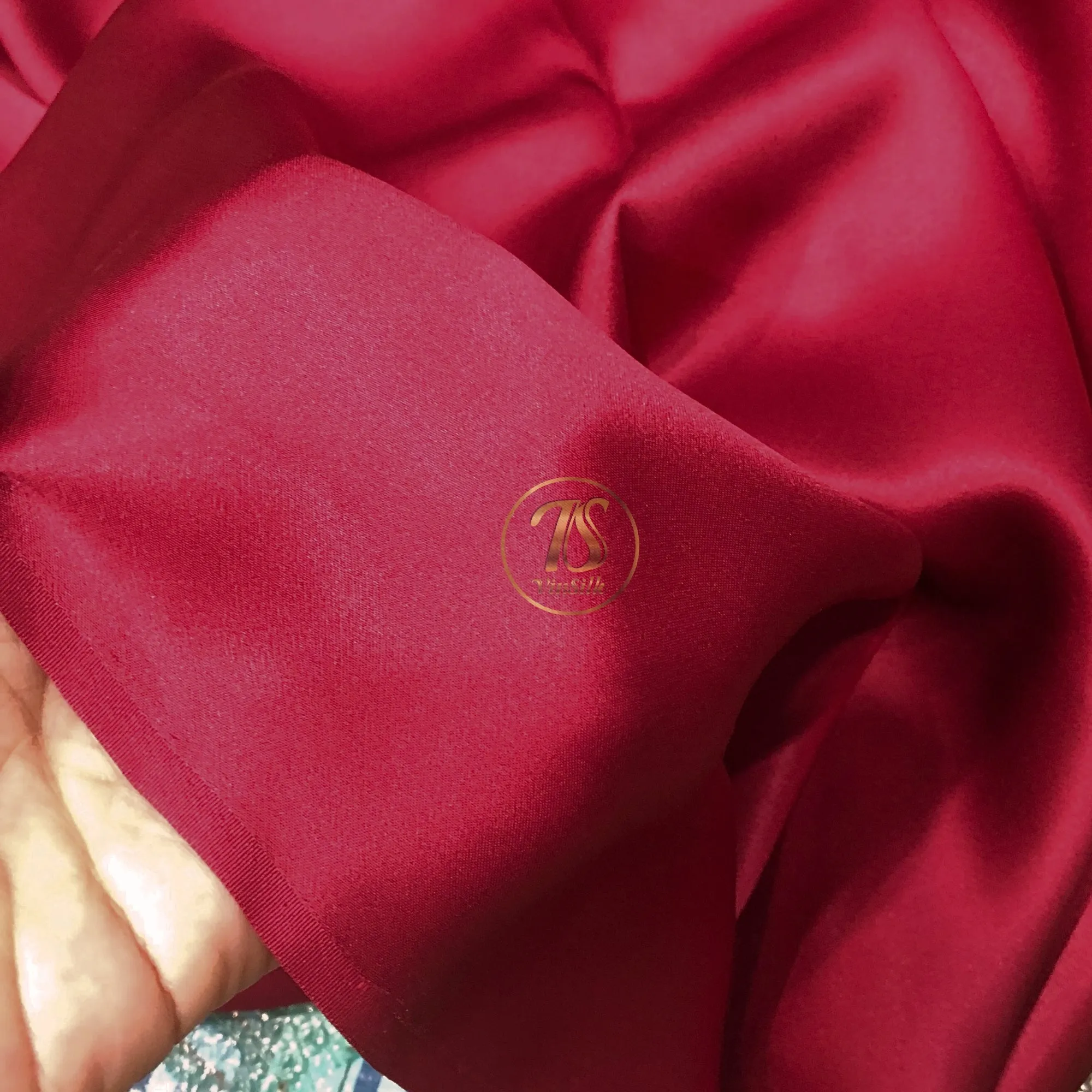 100% PURE MULBERRY SILK fabric by the yard – Satin silk fabric – 19mm - Organic fiber - Wedding dress - Gift for women - Dark red silk satin