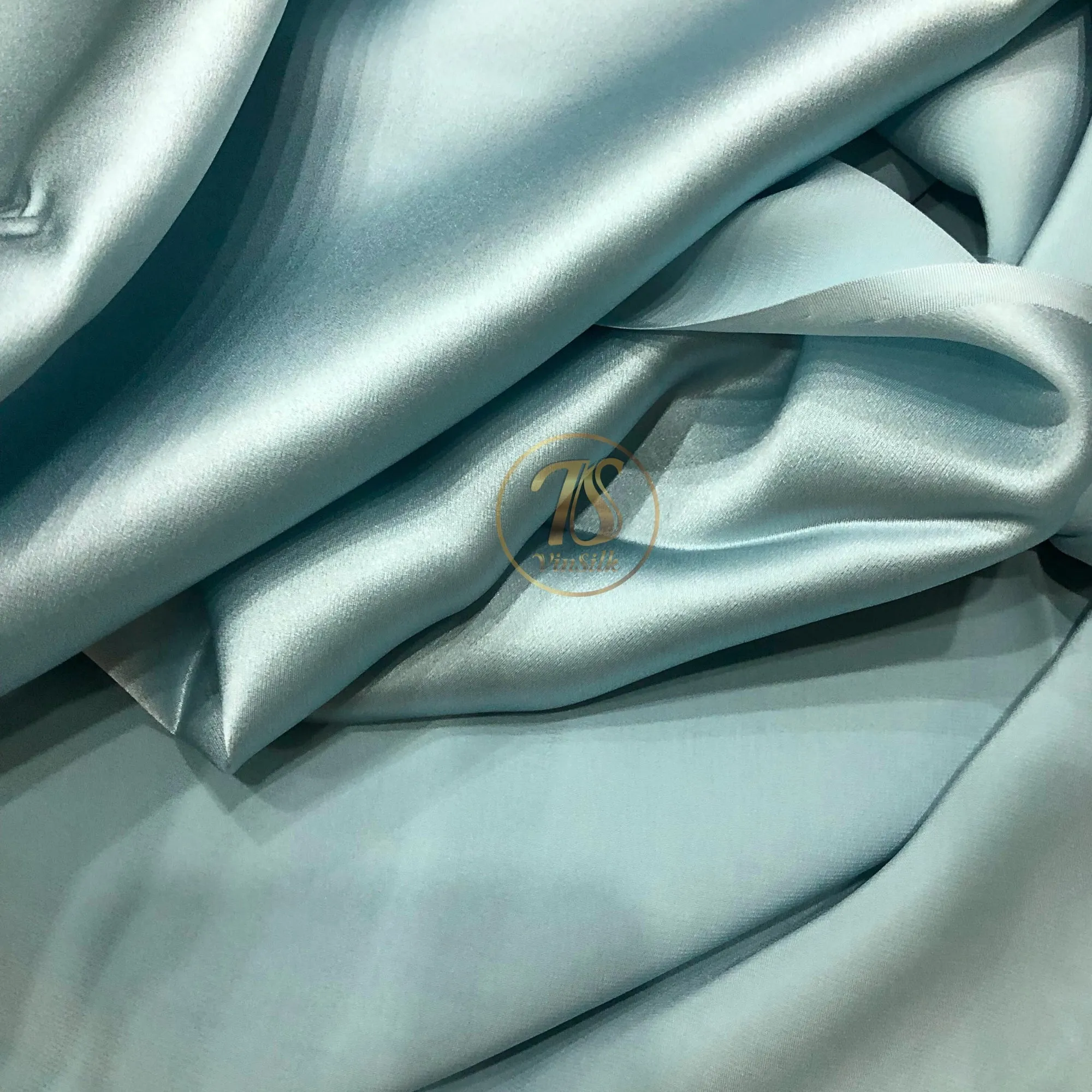 100% PURE MULBERRY SILK fabric by the yard – Satin silk fabric – 19mm - Organic fiber - Wedding dress - Gift for women - Light blue silk satin