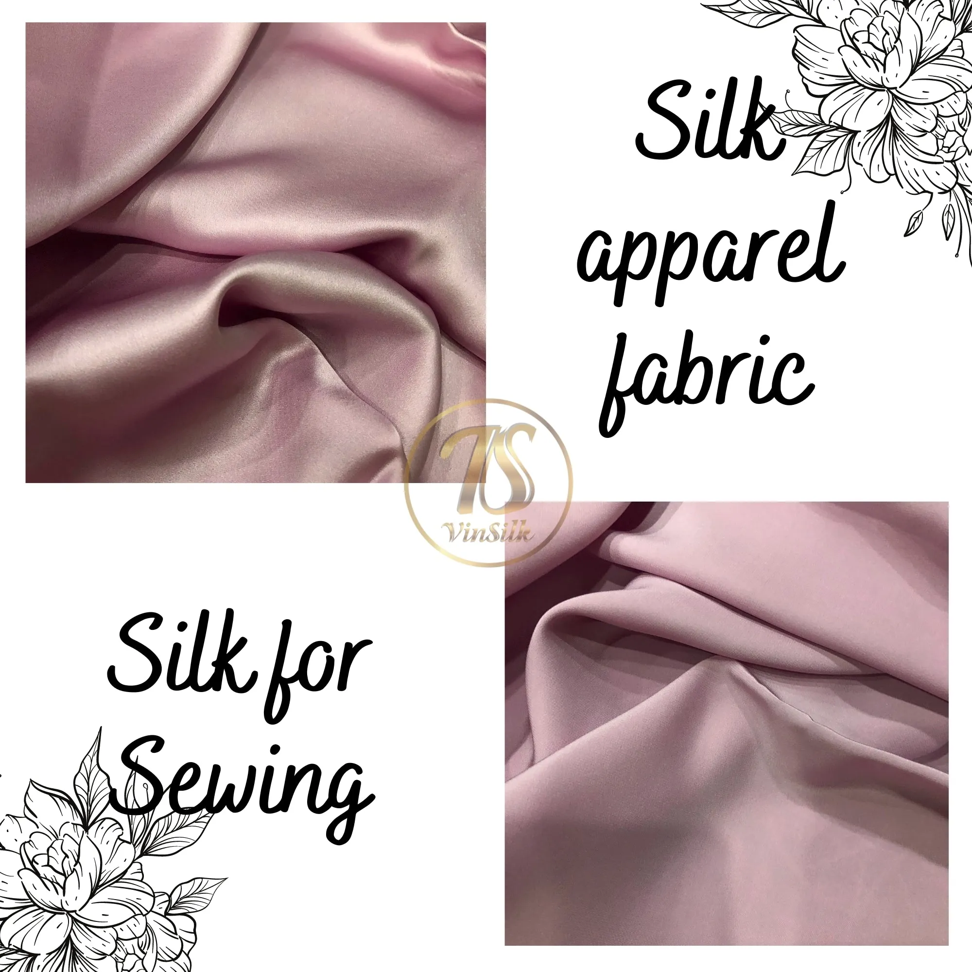 100% PURE MULBERRY SILK fabric by the yard – Satin silk fabric - Pink silk fabric – 19mm - Organic fiber - Wedding dress - Gift for women - Personalized gift