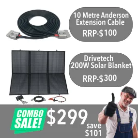 10M Anderson to Anderson Extension Cable   Drive Tech 200W Solar Blanket