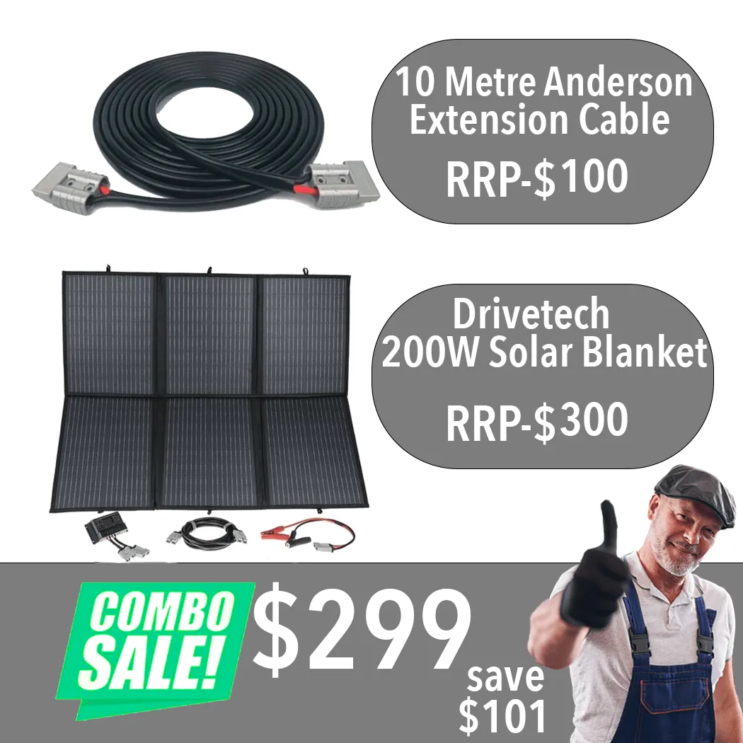 10M Anderson to Anderson Extension Cable   Drive Tech 200W Solar Blanket