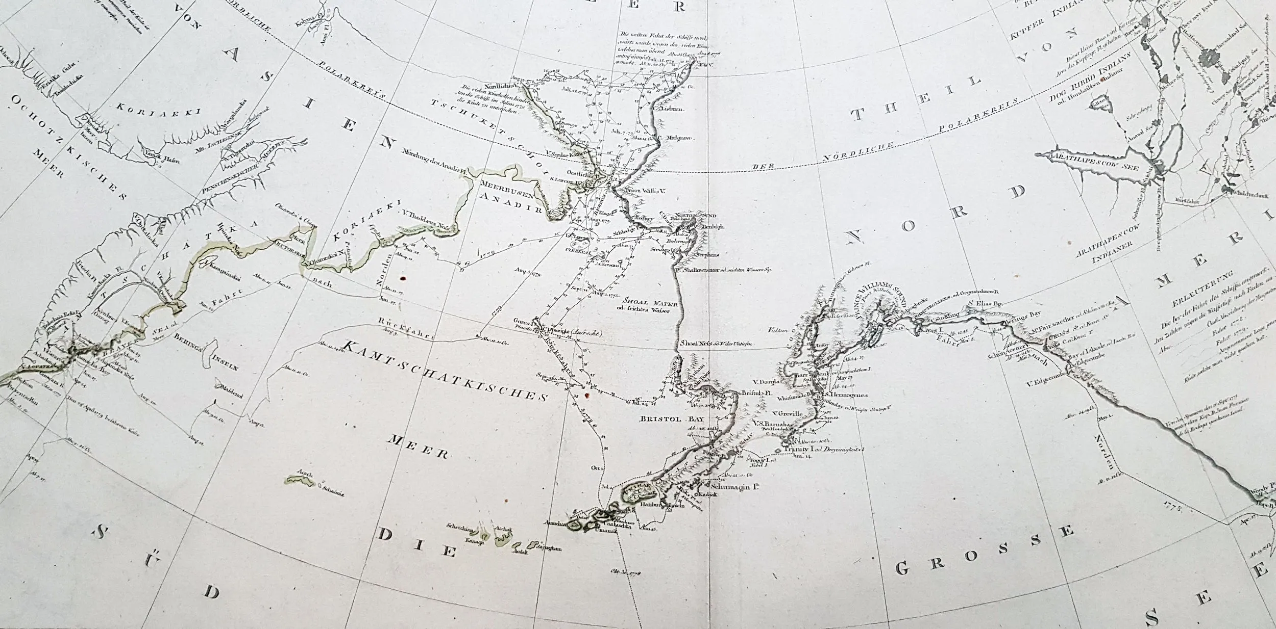 1788 Franz Schraembl & Capt Cook Large Antique Map NW America Alaska, California