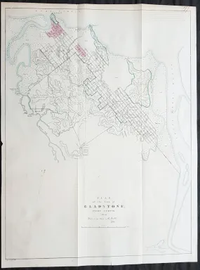 1854 John Arrowsmith Rare Antique Map, Early Town Plan of Gladstone, Queensland