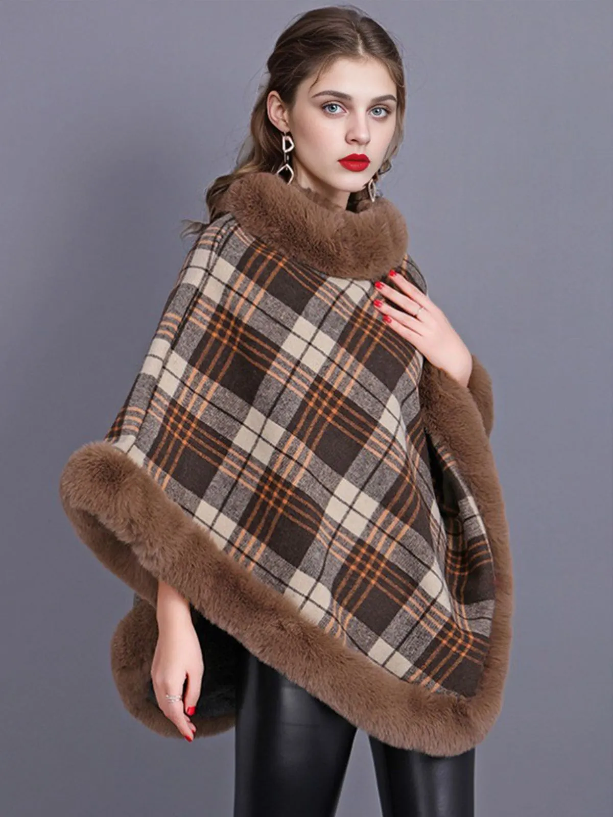 1950s Plaid Velvet Rex Rabbit Fur Shawl