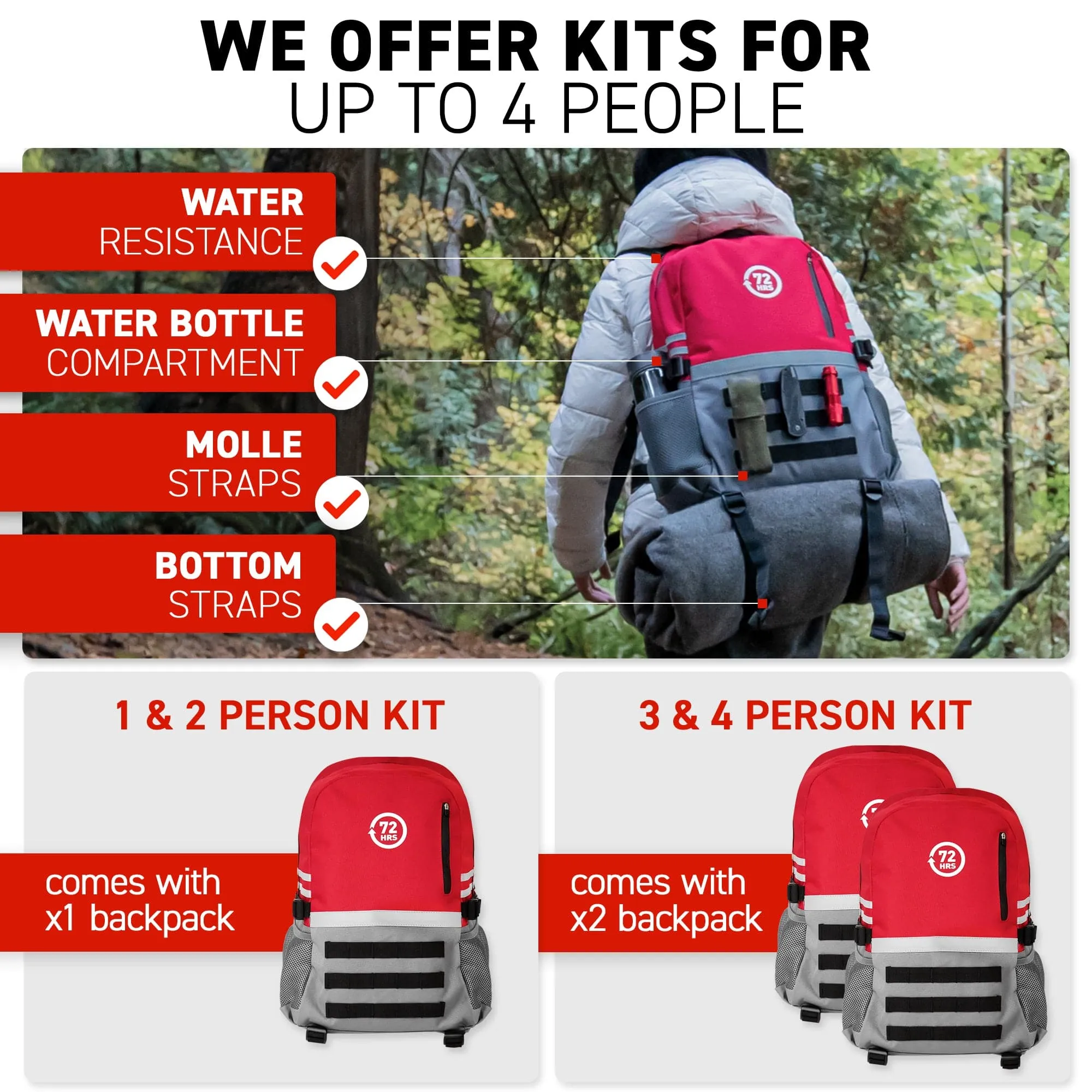 2 Person 72HRS Deluxe Backpack - Emergency Survival Kit