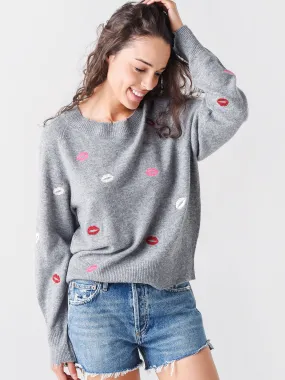 27 Miles Women's Giullia Embroidered Lips Sweater