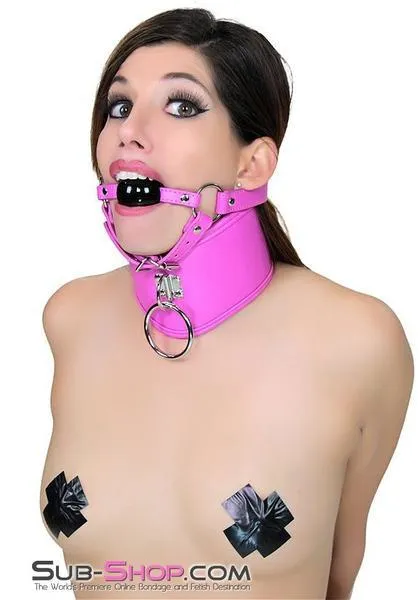 4723RS     Hot Pink Bondage Posture Collar and Leash Set