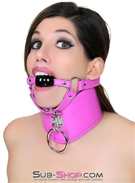 4723RS     Hot Pink Bondage Posture Collar and Leash Set