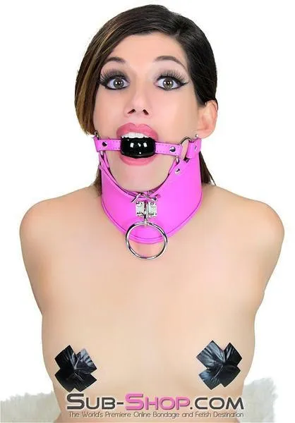 4723RS     Hot Pink Bondage Posture Collar and Leash Set