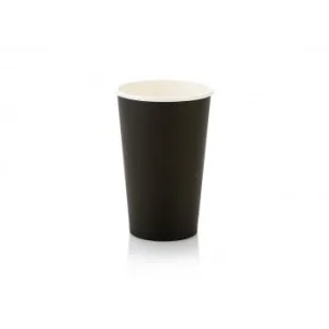 500ml Paper Coffee Cup Single Single Wall Black with White Sip Lid 10Pack