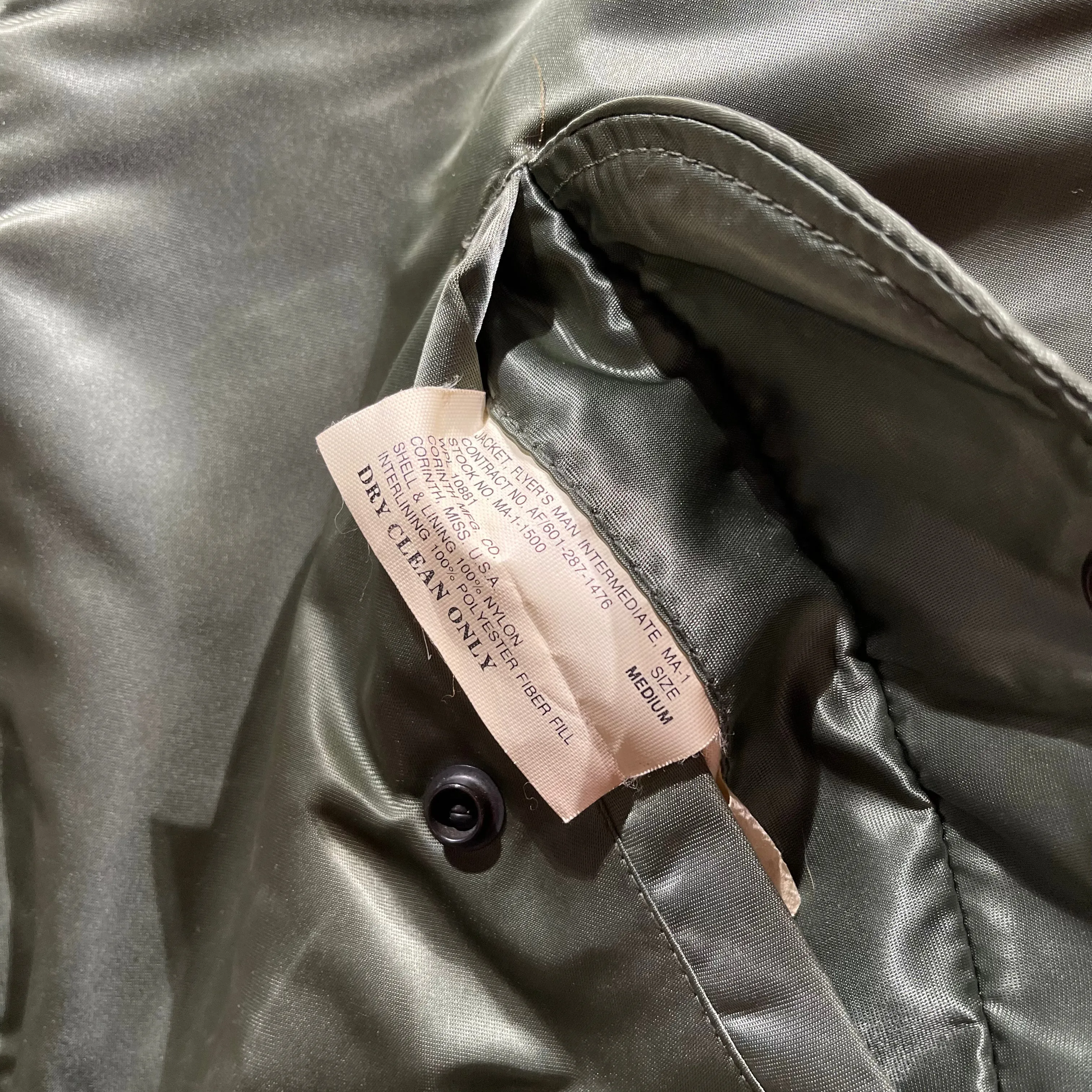 70s Army Green MA-1 Bomber Jacket- M