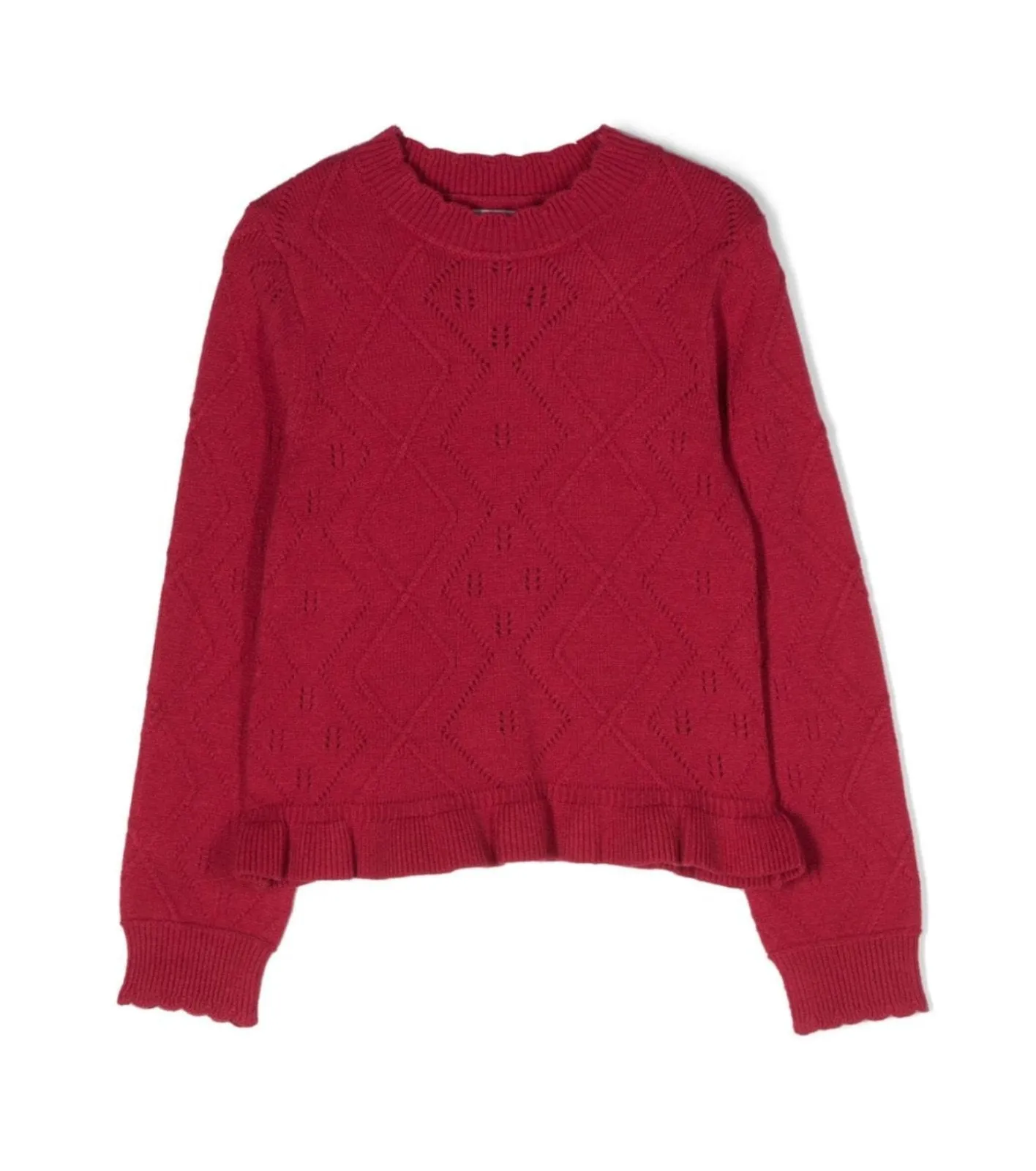 Abel & Lula Girls Raspberry Diamond Knit Sweater