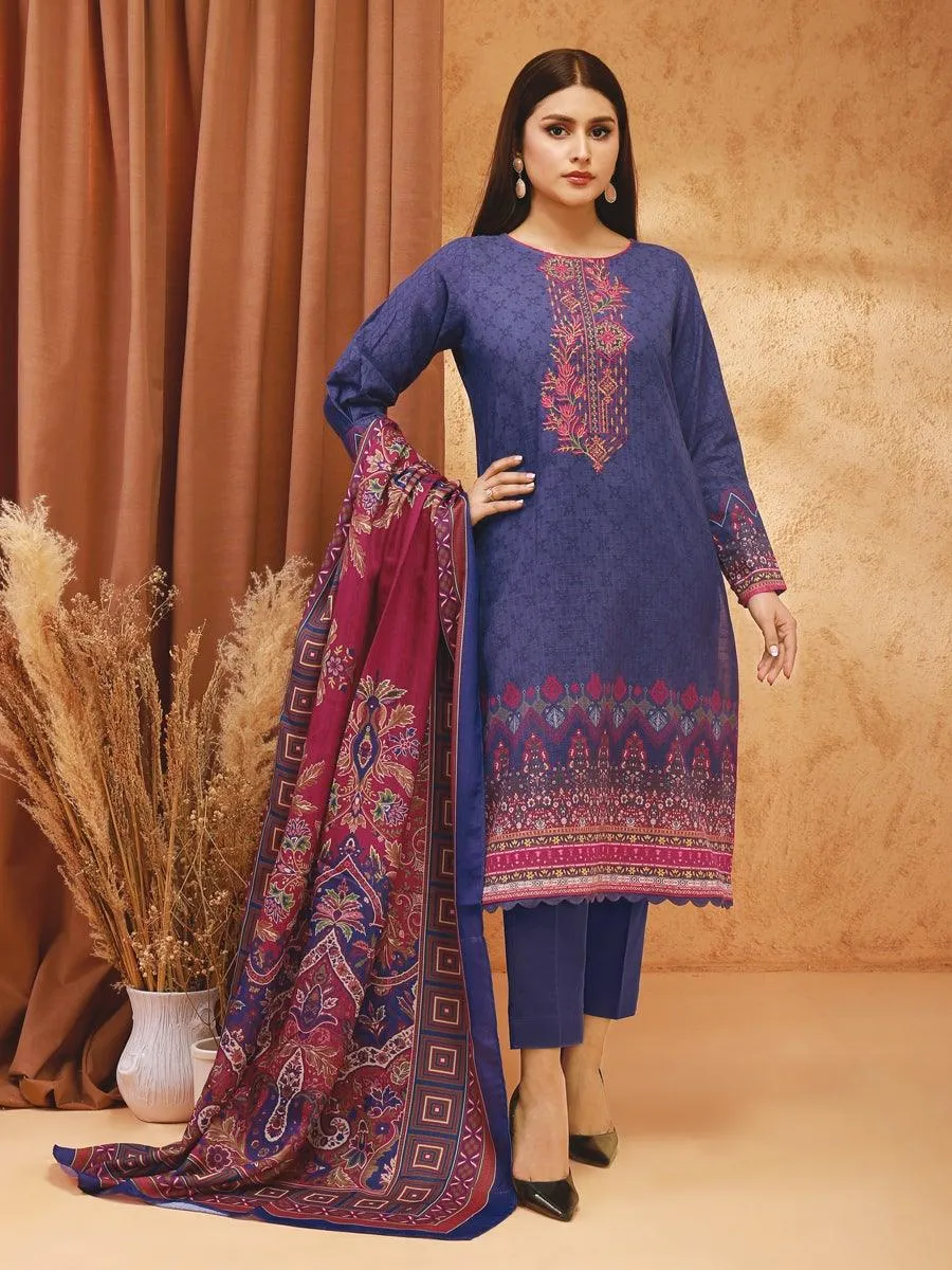 ACE Galleria Digital Embroidered Unstitched 3pc Viscose Suit ACE 12209