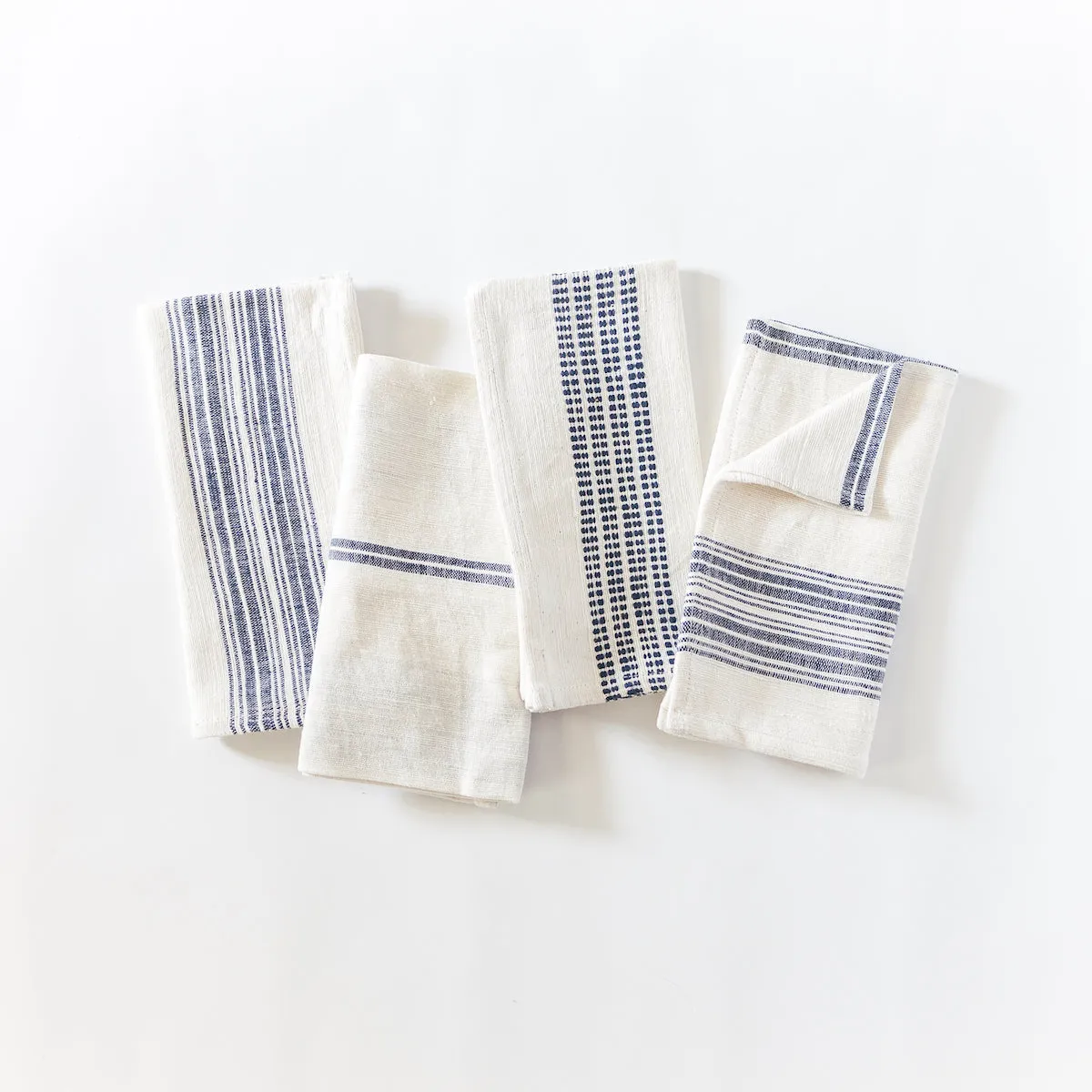 Aden Napkins in Natural And Navy, Set of 4