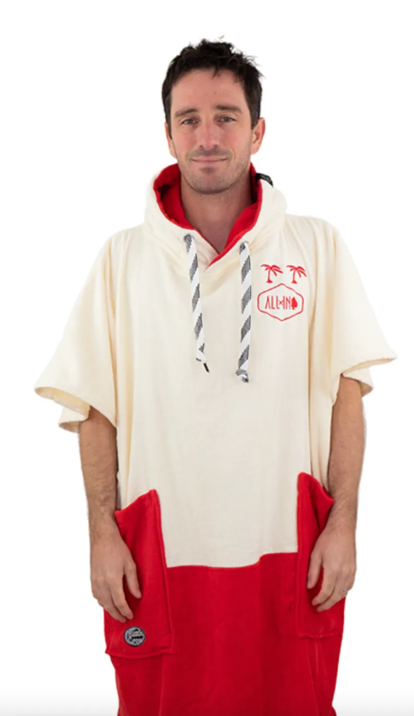 All In  Beach Poncho – – Welcome Red-