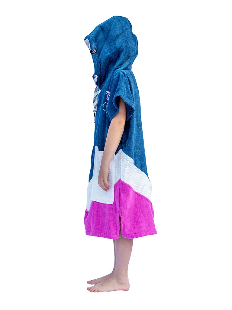 All-In Junior V Poncho Grey Blue White Pink Surf Poncho