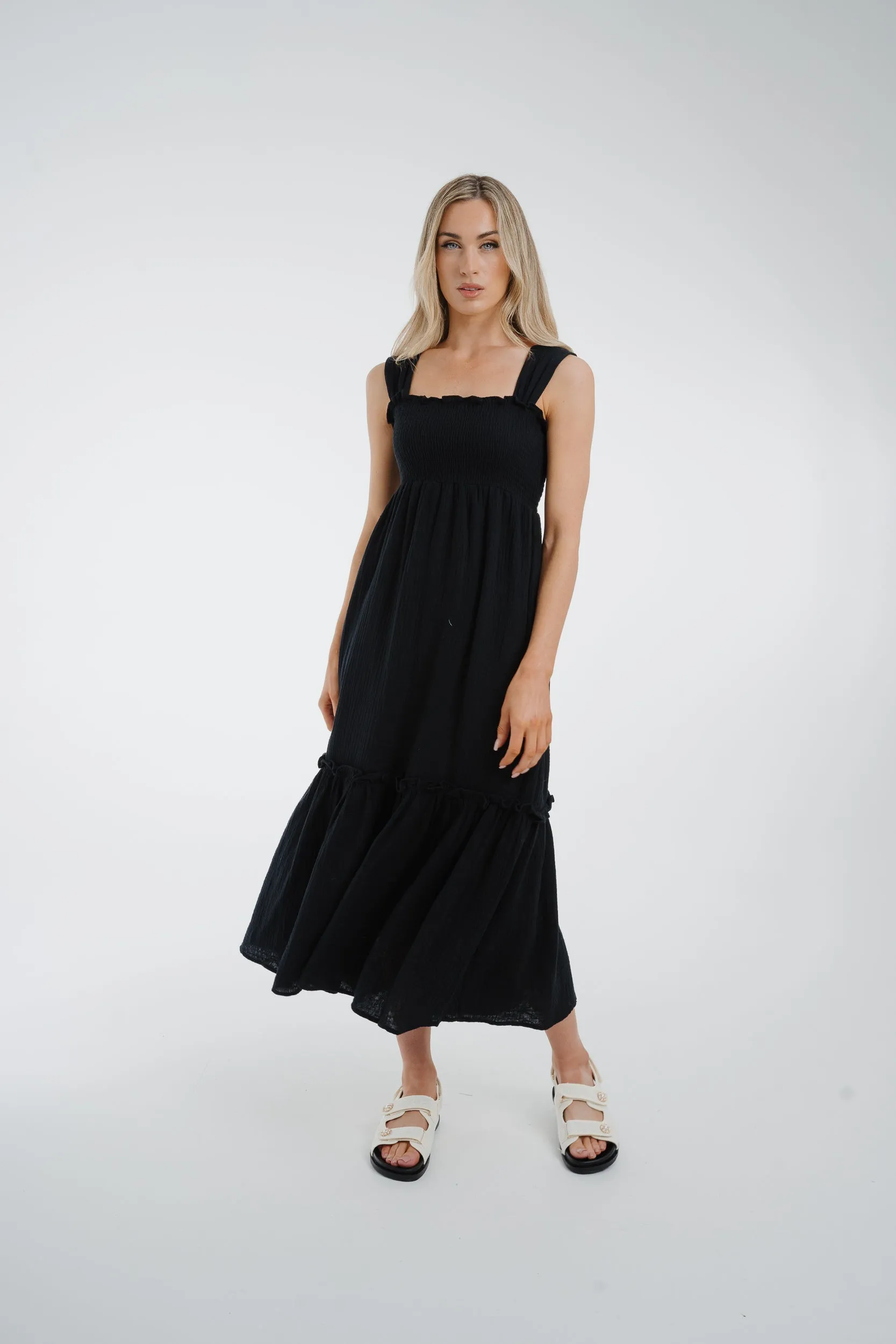 Ally Peplum Hem Dress In Black