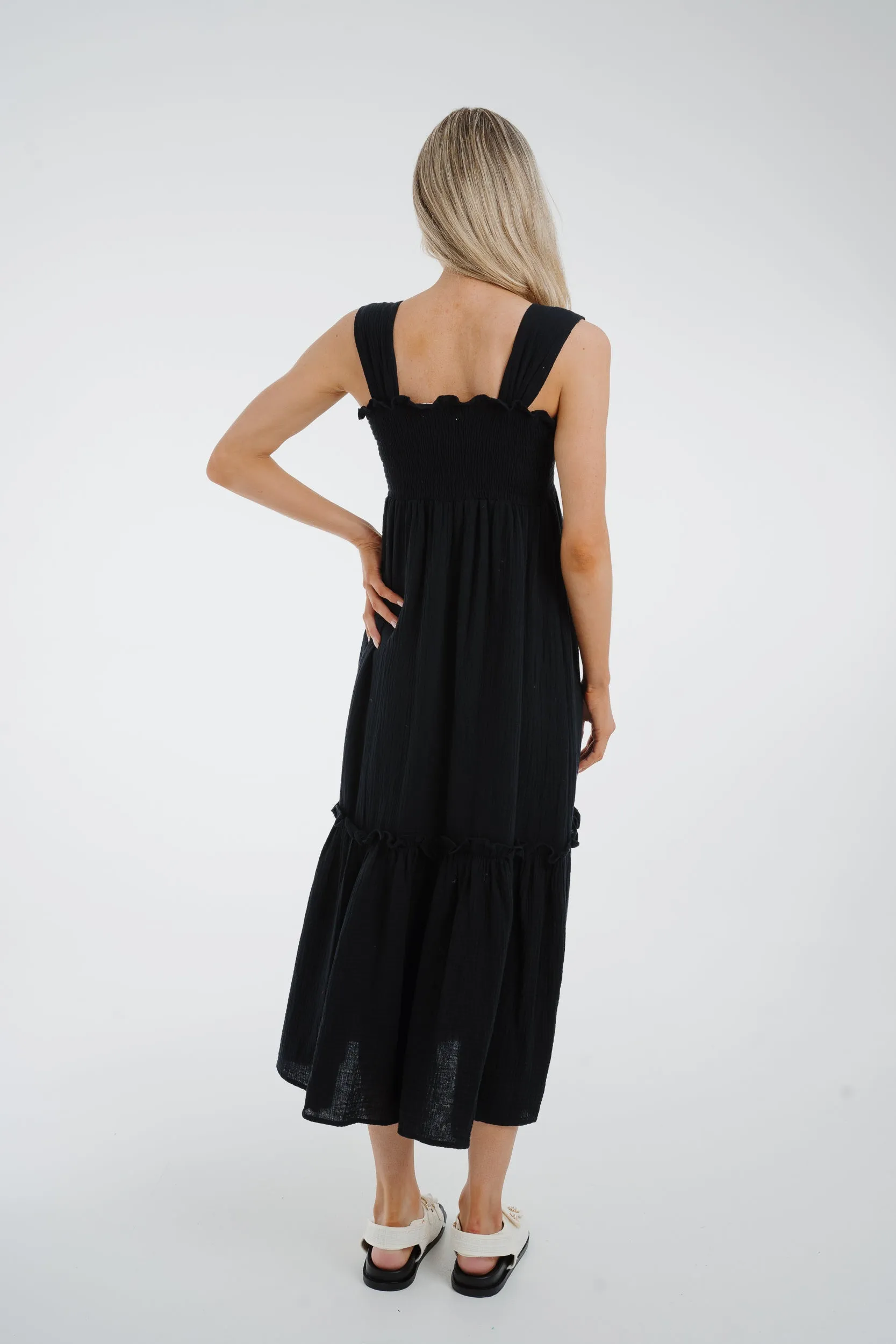 Ally Peplum Hem Dress In Black