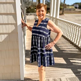 Angelica Yarn-Dyed Dress in Navy