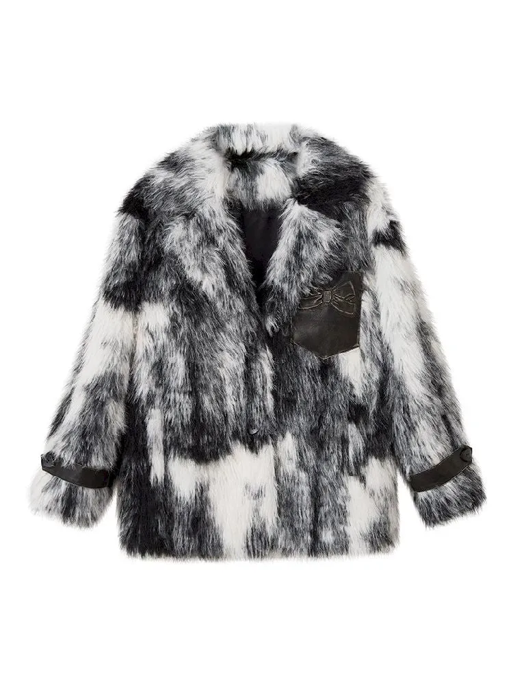 Animal Print Suit Collar Eco Fur Coat【s0000004862】