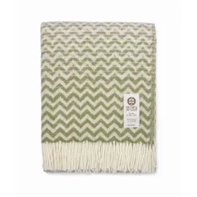 Apple Green and Brown Chevron Pattern Pure New Wool Jette Throw (190cm x 130cm)