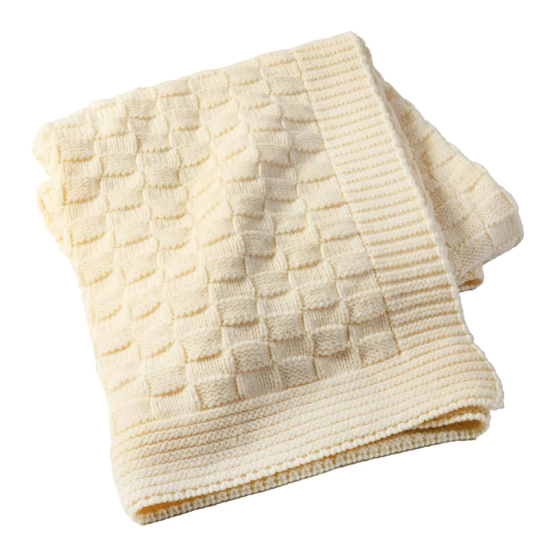 Aran Checkered Throw Blanket- Natural