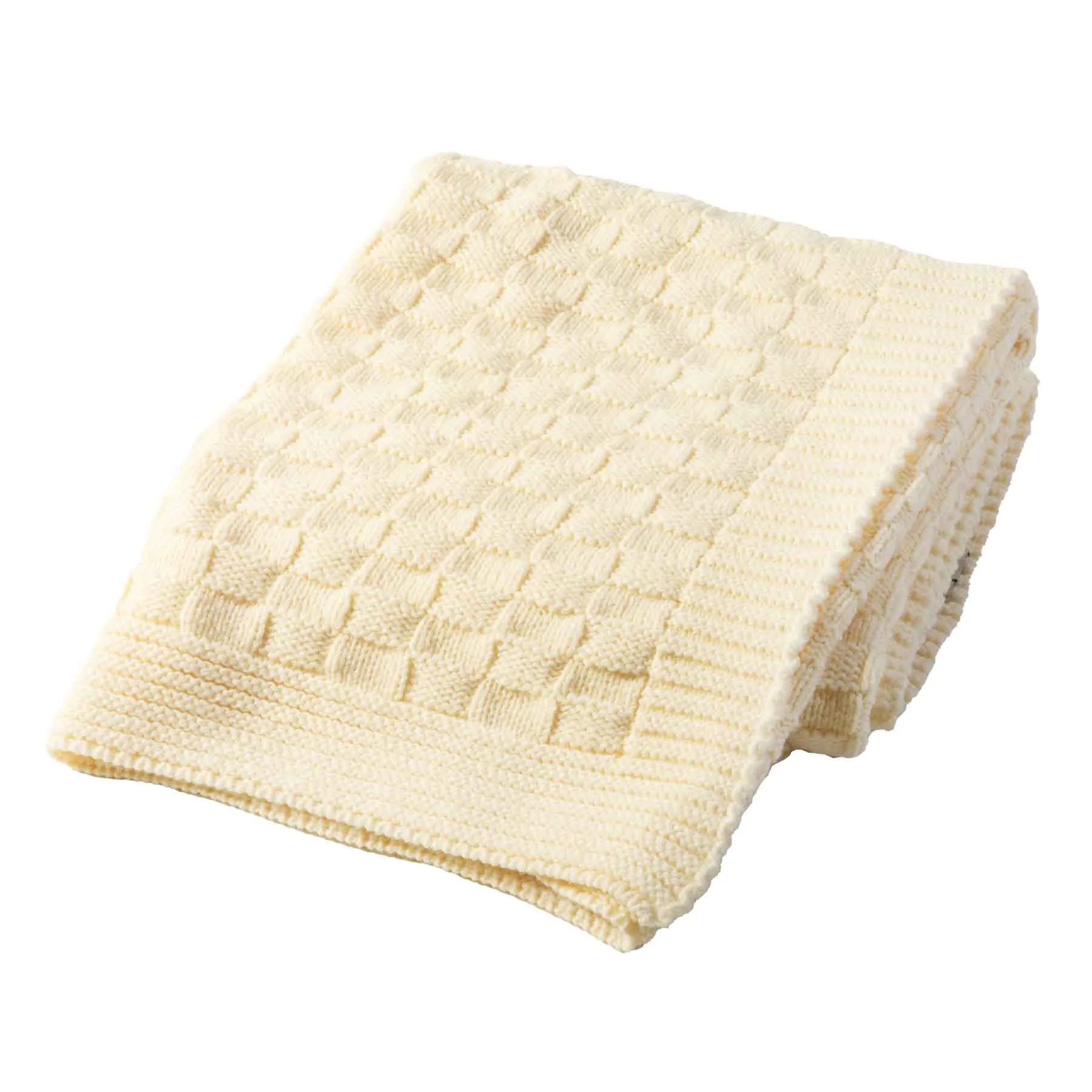 Aran Checkered Throw Blanket- Natural