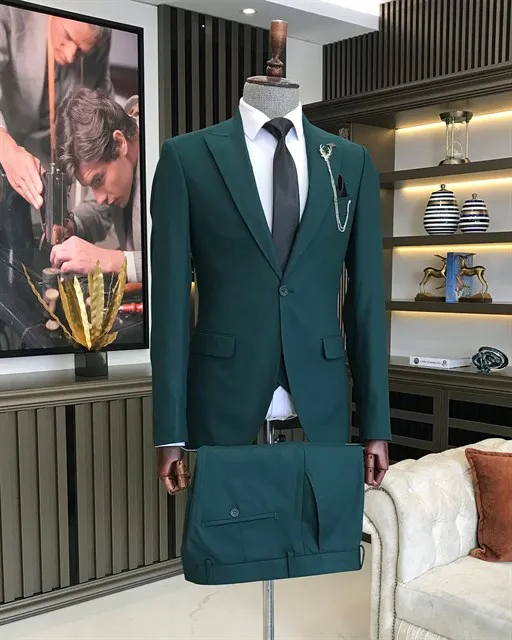 Army Green Single Breasted 3 Piece Suit by Italian Vega®