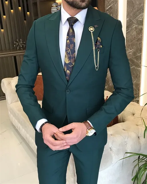 Army Green Single Breasted 3 Piece Suit by Italian Vega®