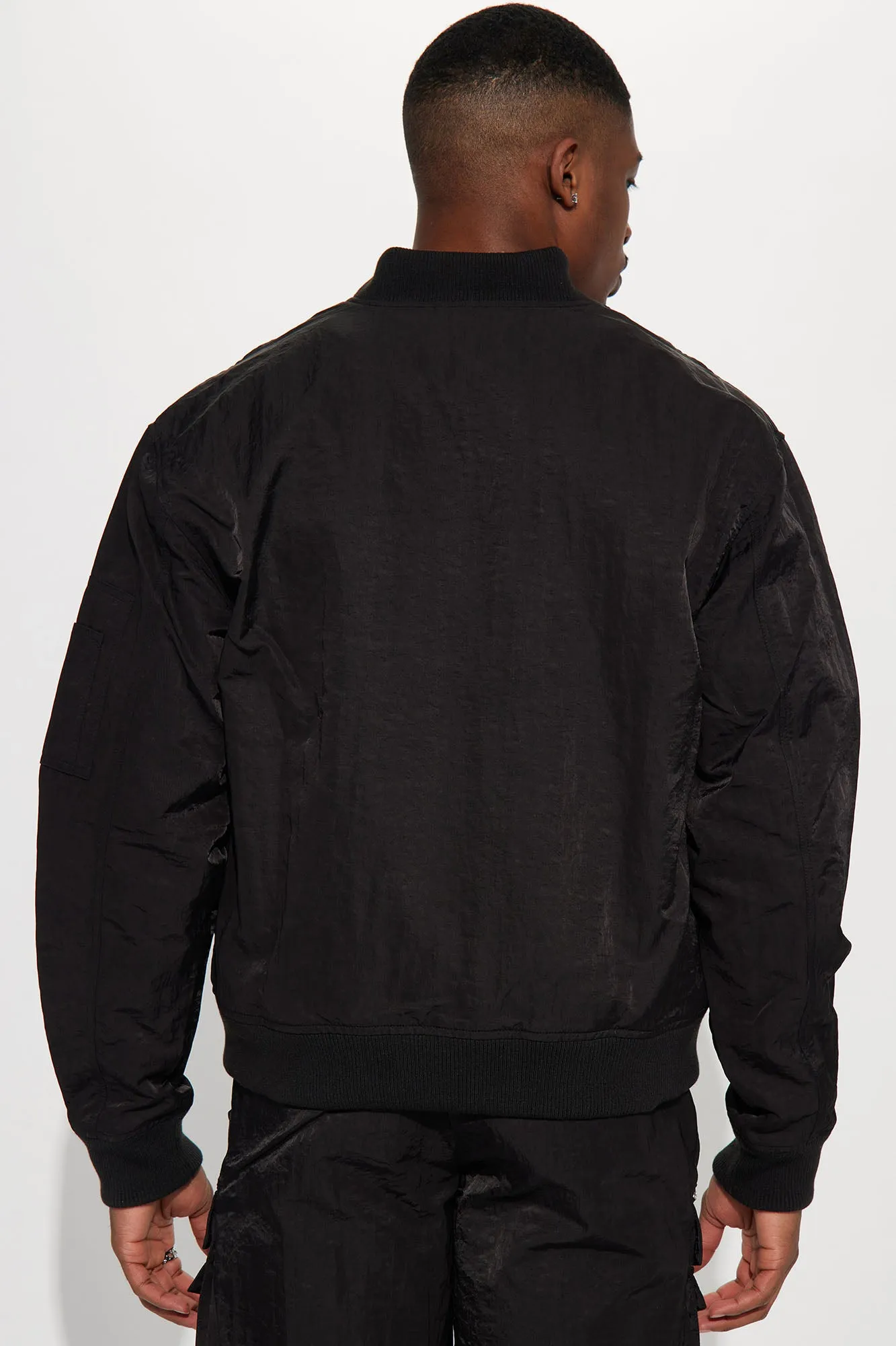 As It Was Nylon Military Bomber Jacket - Black