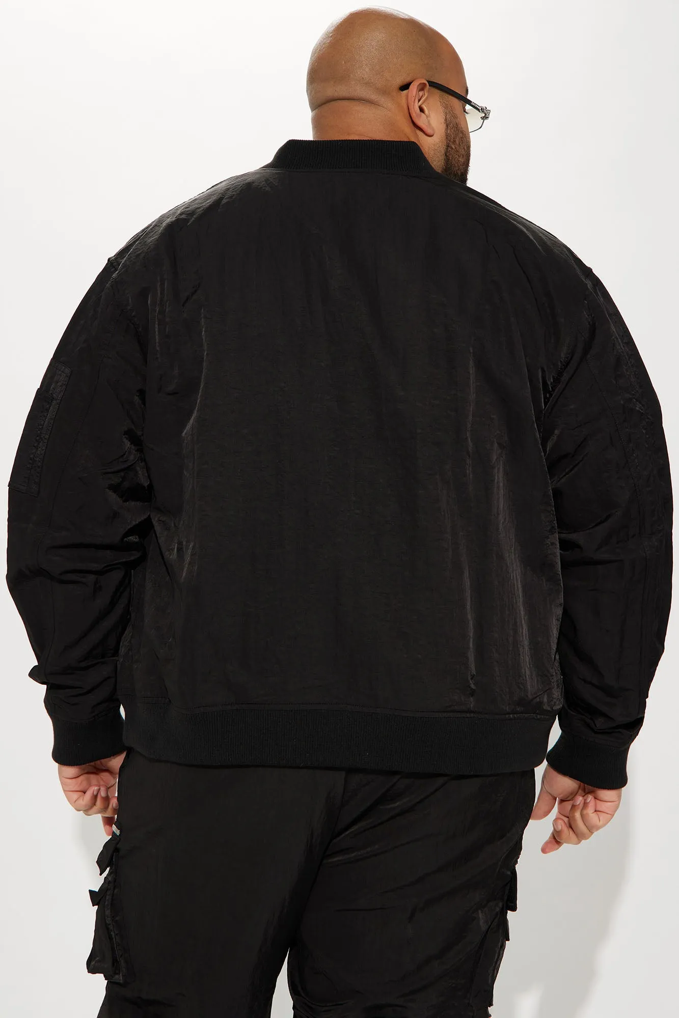 As It Was Nylon Military Bomber Jacket - Black