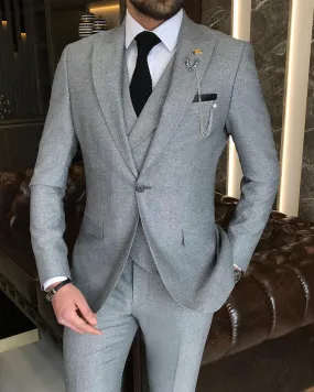 Ash Grey Single Breasted 3 Piece Suit by Italian Vega®