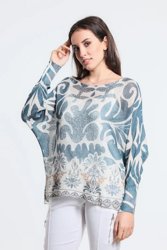 Azure Danielle Batwing Open Knit Sweater (BLS424A)