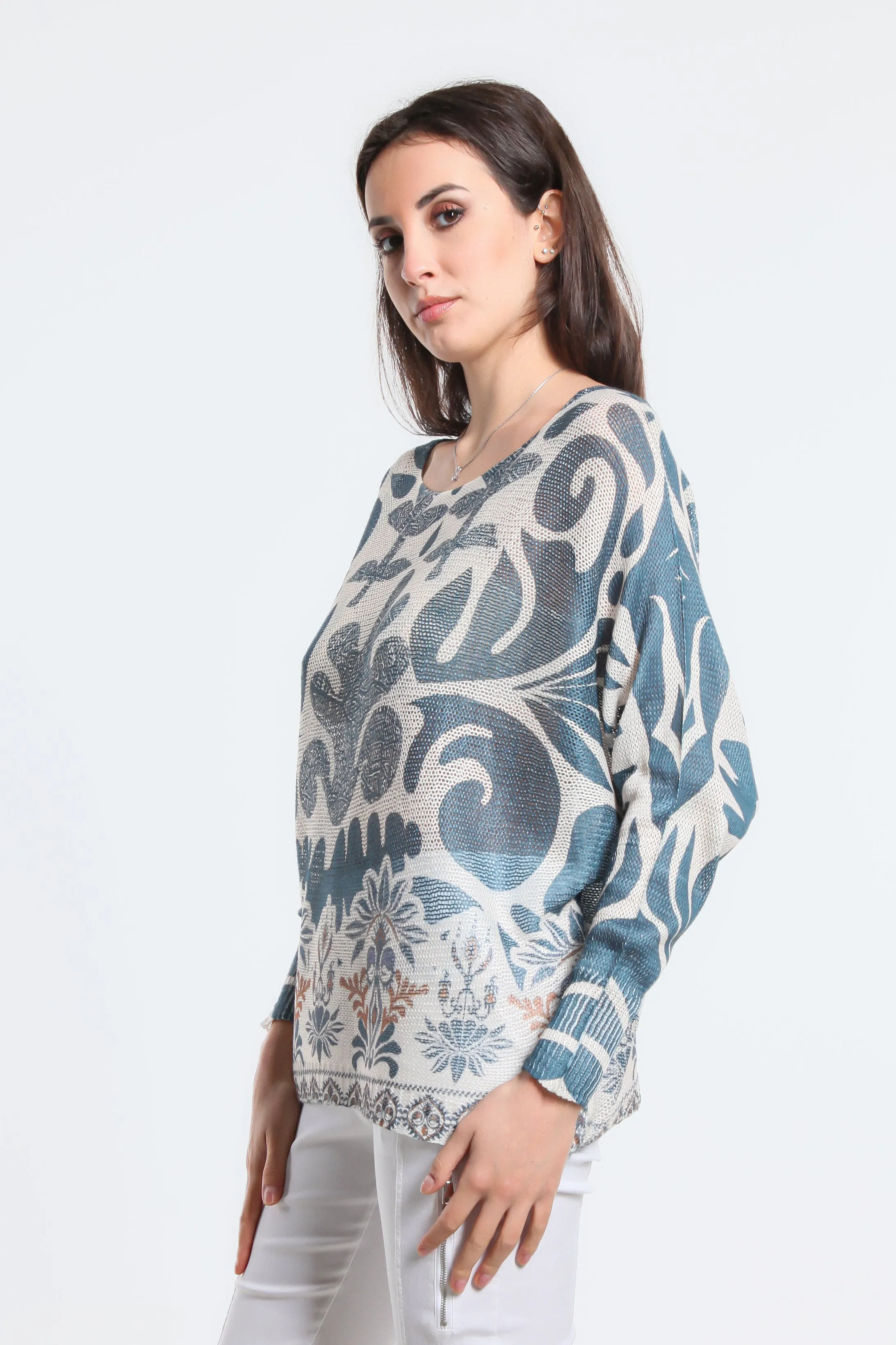 Azure Danielle Batwing Open Knit Sweater (BLS424A)