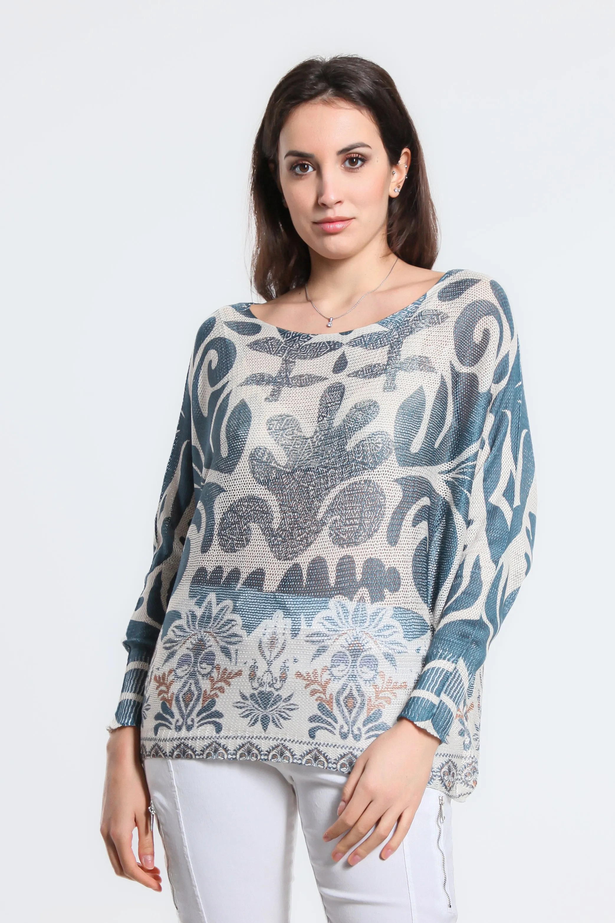 Azure Danielle Batwing Open Knit Sweater (BLS424A)