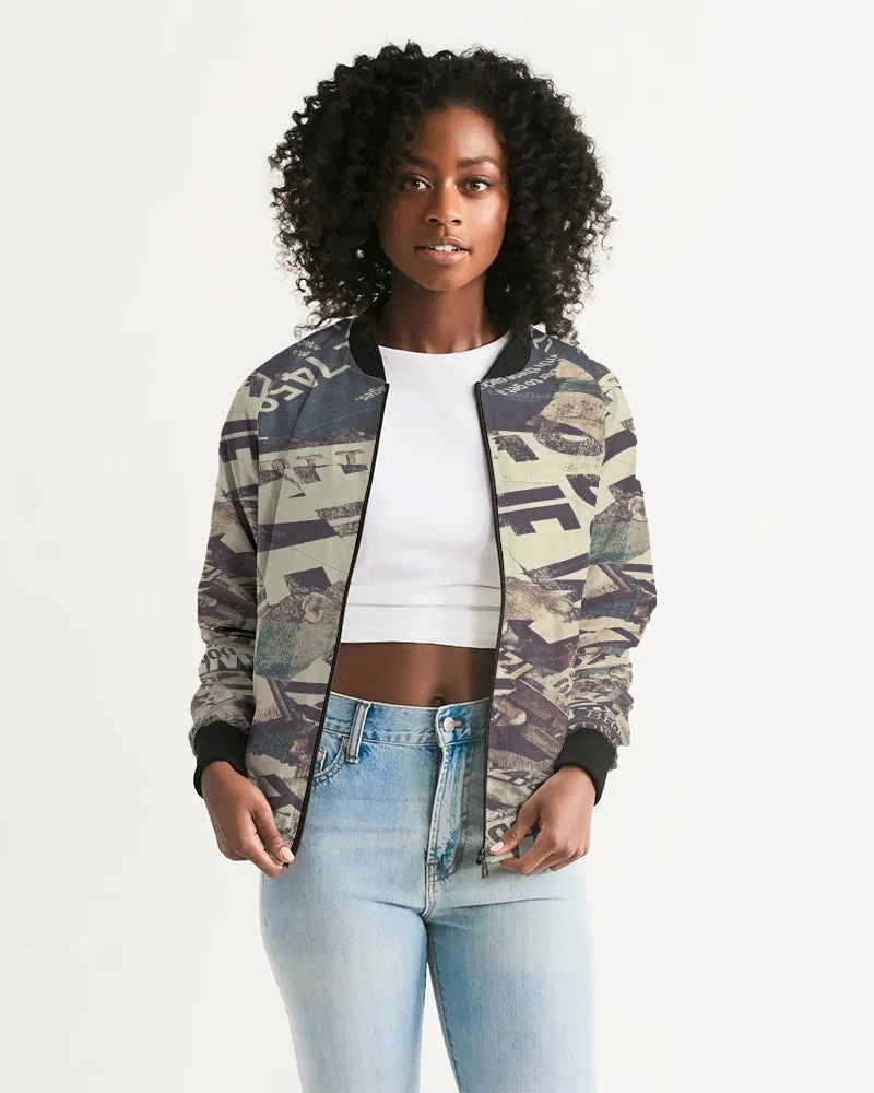 BACKGROUND LETTERS COMPOSITION Women's Bomber Jacket