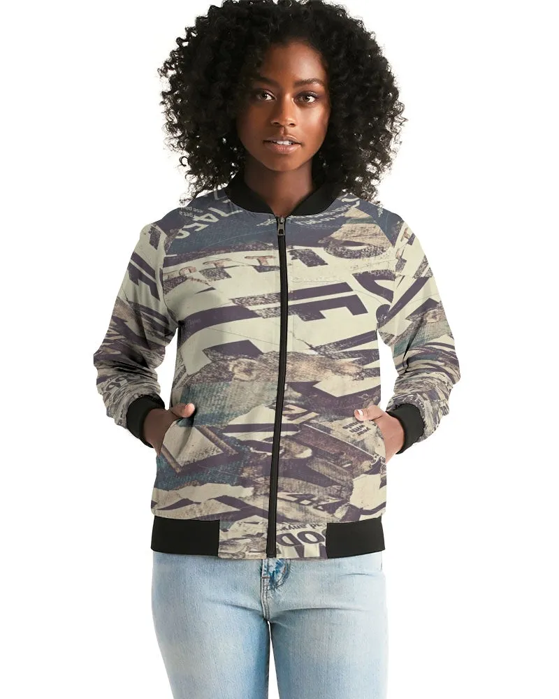 BACKGROUND LETTERS COMPOSITION Women's Bomber Jacket