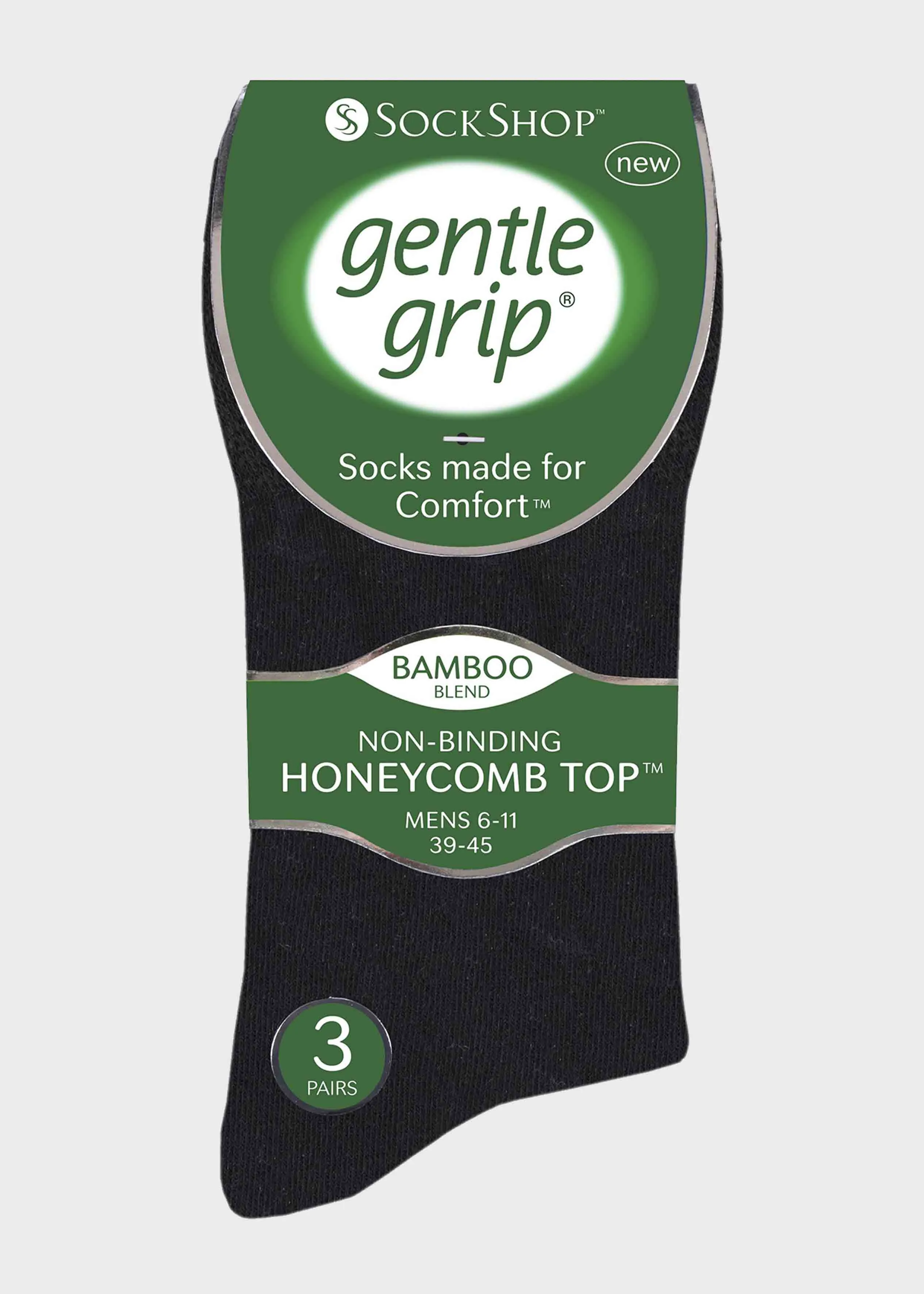 Bamboo Mens Gentle Grip Socks 3 Pair Pack