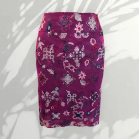 Bazar Christian Lacroix Vintage Purple Embroidered Mini Skirt UK 8 US 4 EU 34