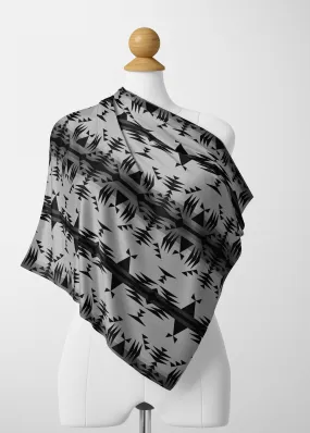 Between the Mountains White and Black Satin Shawl