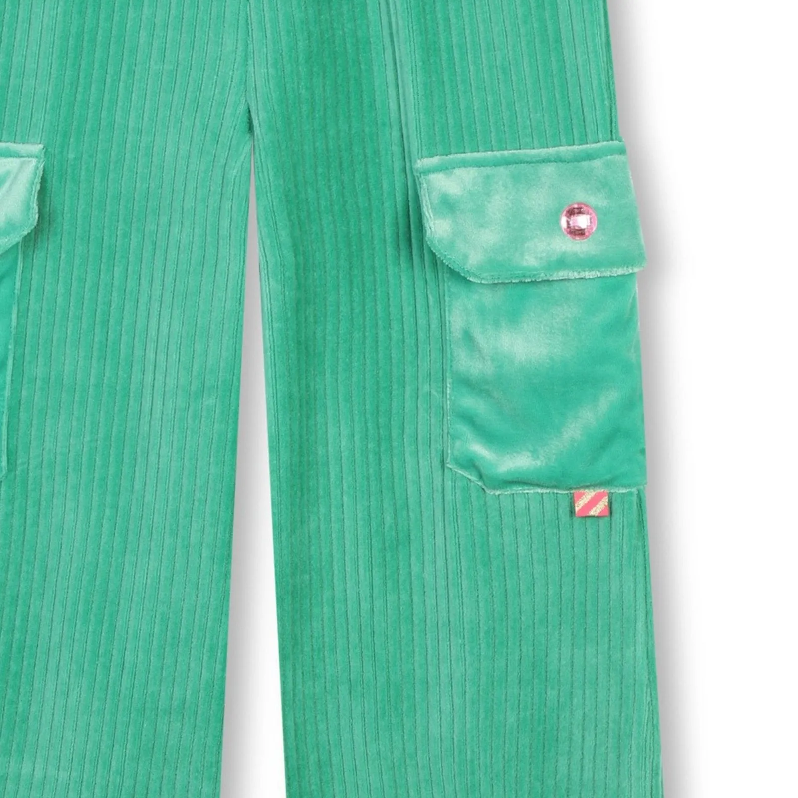 Billieblush Green Velvet Zip Up and Pants Set With Studded Pockets