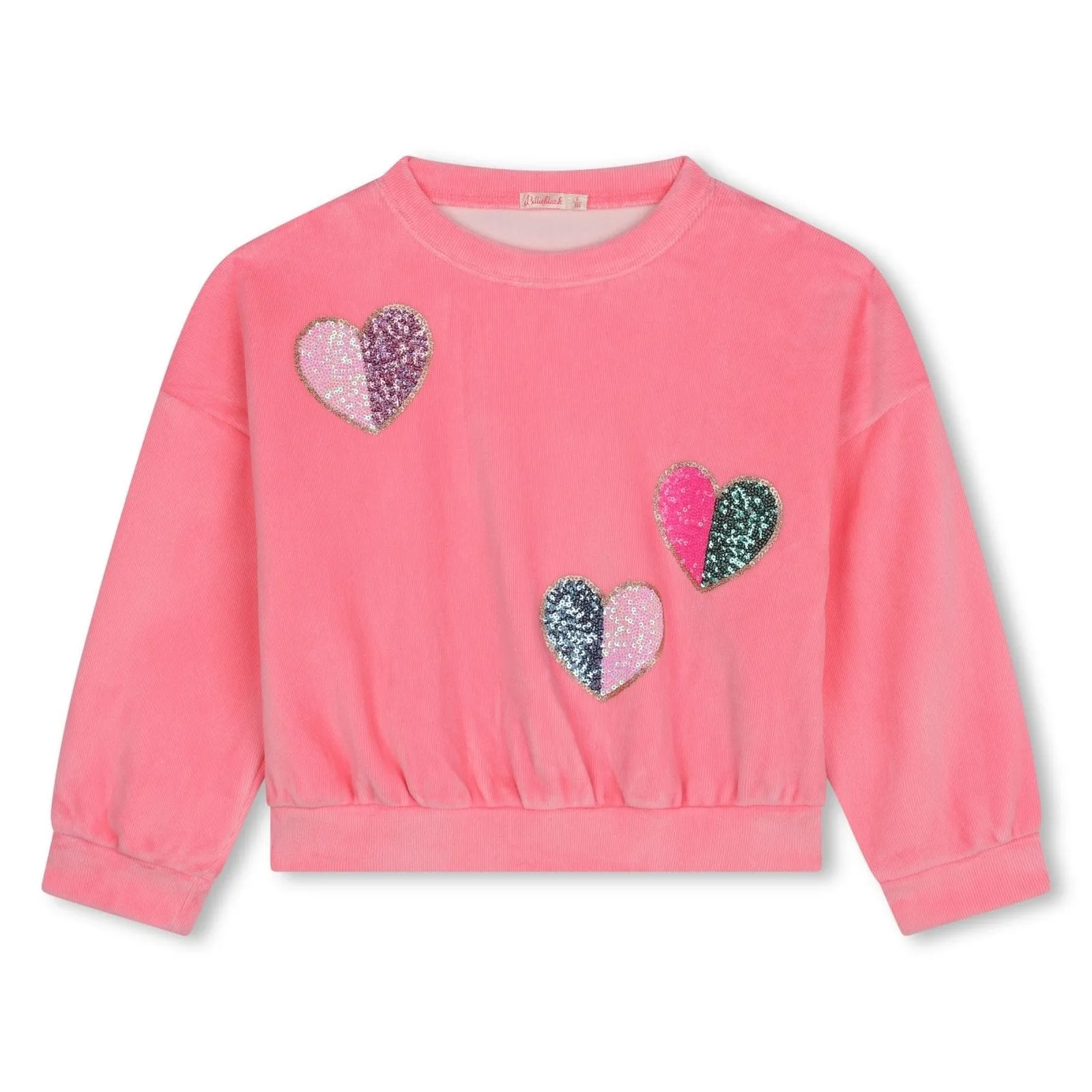 Billieblush Pink Velvet Sequin Hearts Sweater and Pants Set