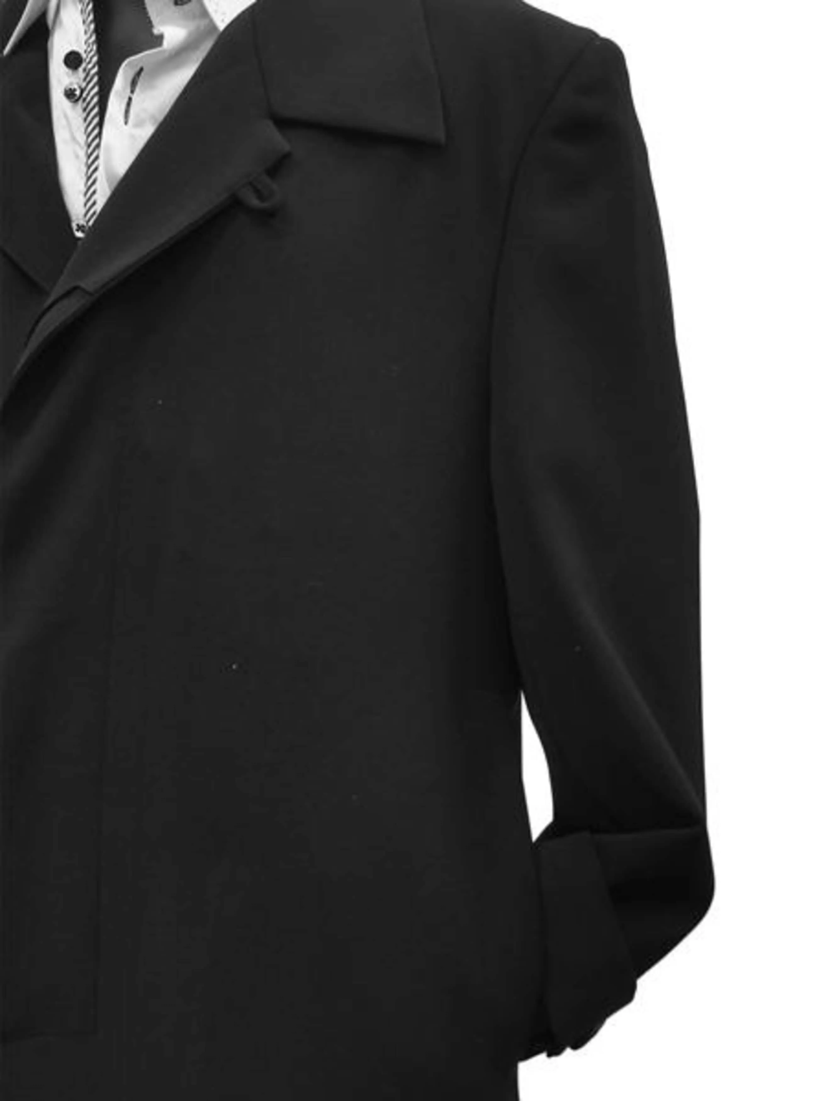 Black 100% Plush MicroFiber Dress Trench Top Long Coat - Mens Topcoat - Mens Overcoat