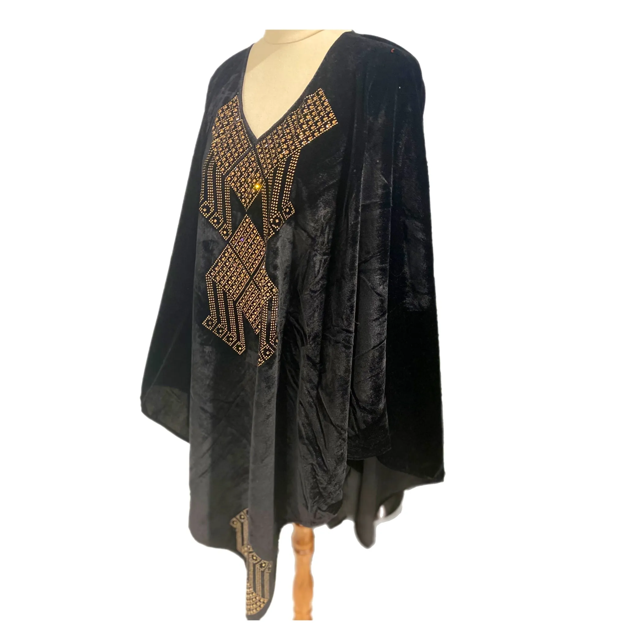 Black Bling Maya Velvet Silk Luxe Poncho