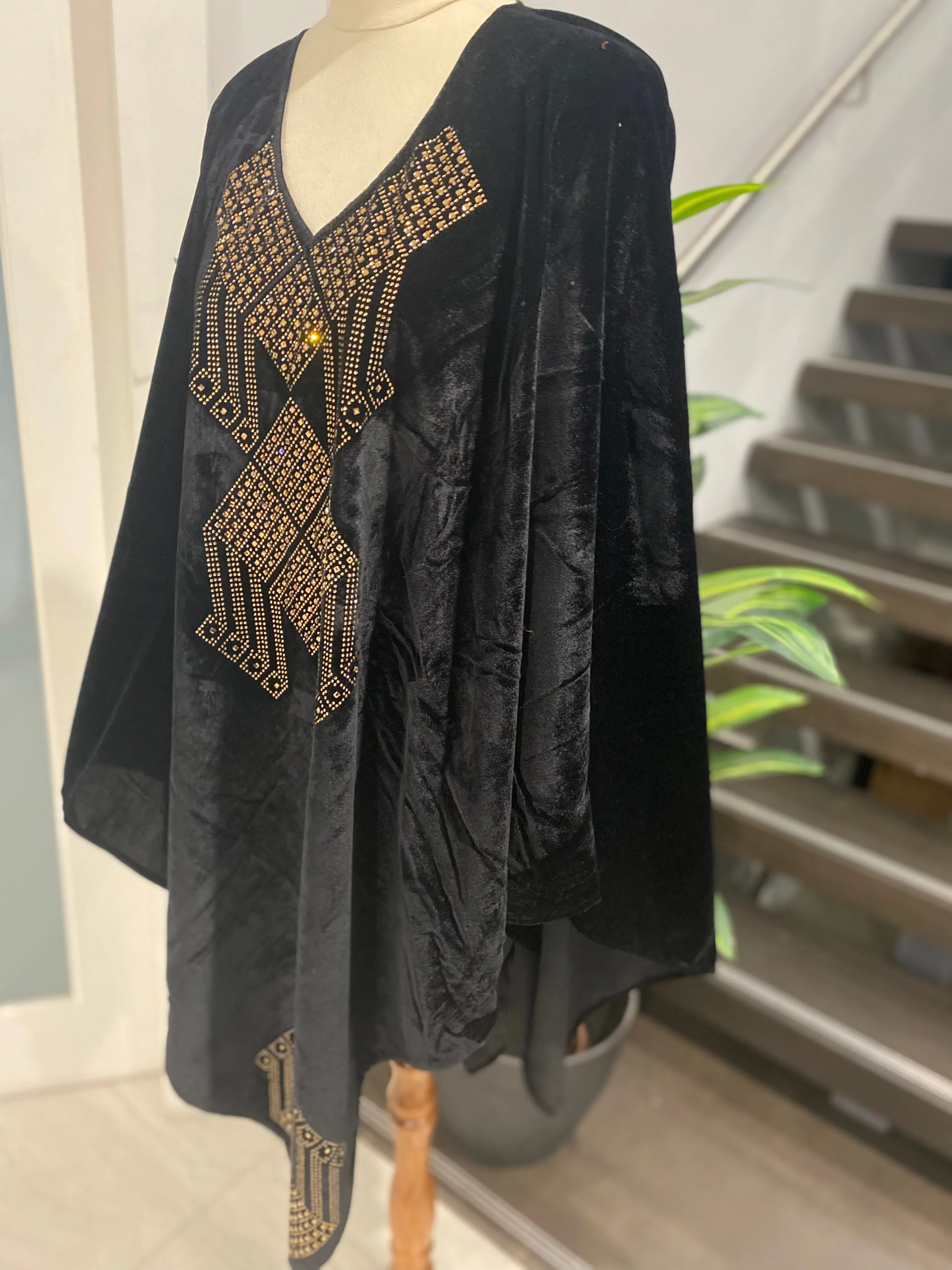 Black Bling Maya Velvet Silk Luxe Poncho