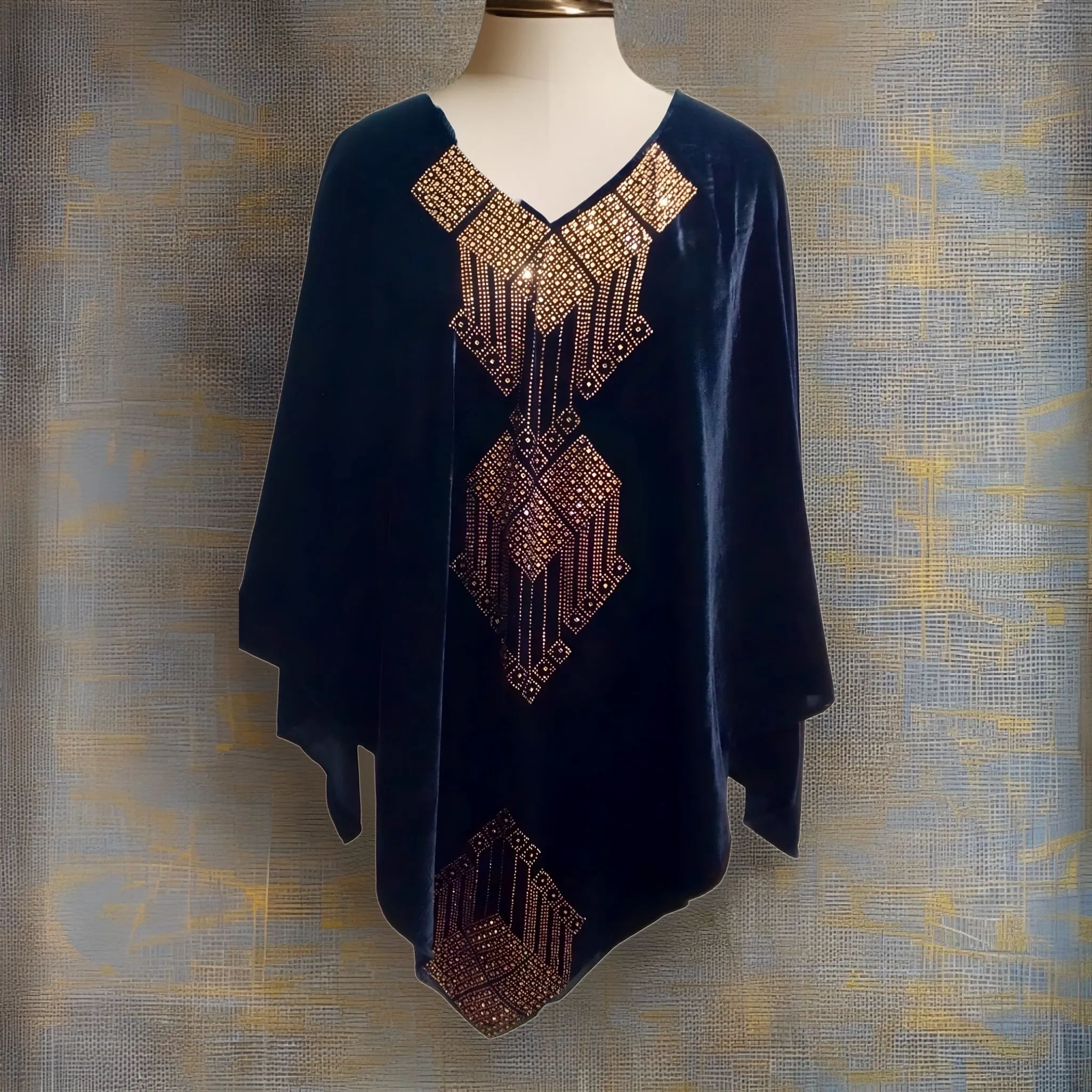 Black Bling Maya Velvet Silk Luxe Poncho