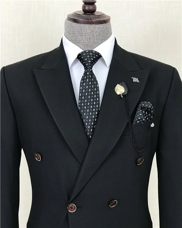 Black Double Breasted 2 Piece Suit by Italian Vega®